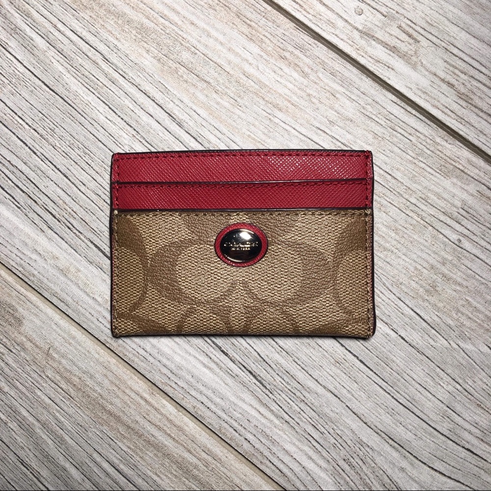 COACH card case in signature canvas